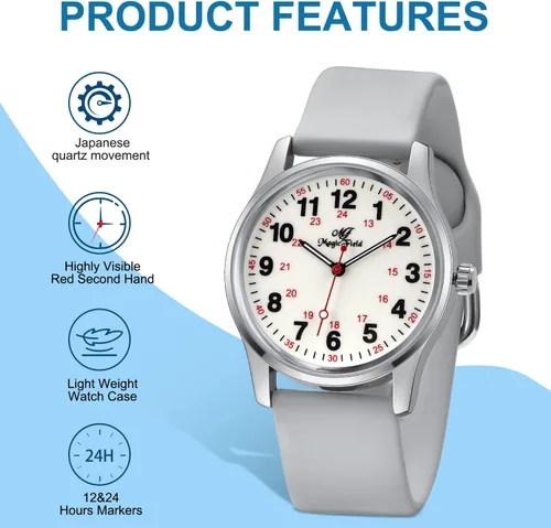 Vista 7 de ManChDa Nurse Watch Nursing Watch Medical Analog Watches for Women Waterproof Watch with Second Hand Easy to Read Watch Military Time Watch Luminous