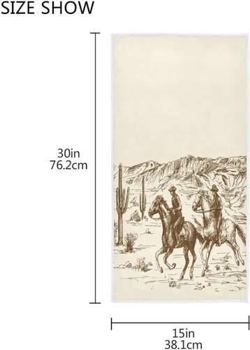 Vista 2 de QUGRL Wild West Cowboys - Toallas de mano de cocina con diseño del desierto americano, toalla de mano para decoración de baño, 16 x 30 pulgadas