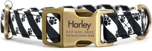 Vista 9 de Collar de perro personalizado con nombre y número de teléfono grabado, collar ajustable personalizado para cachorros, collar de algodón orgánico