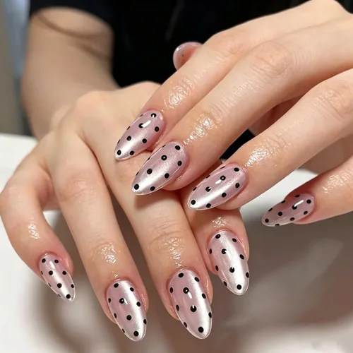 Vista 22 de Uñas postizas medianas a presión, color marrón, 24 unidades Color-3Color-3)