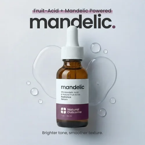 Vista 2 de Suero de ácido mandélico 10% Facial AHA antienvejecimiento con ácido hialurónico Dirige líneas finas, manchas oscuras y arrugas aclara el acné