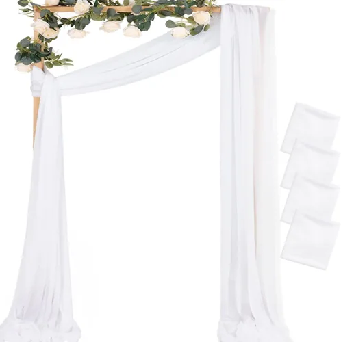 Vista 9 de MLMC 1 panel de tela para arco de boda azul bebé, 29 x 20 pies, cortinas de gasa extralargas transparentes de 6.6 yardas, paneles de cortinas