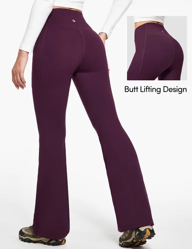 Vista 2 de IUGA Pantalones con forro polar para mujer, resistentes al agua, pantalones de senderismo para invierno, leggings acampanados con bolsillos, corte