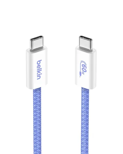 Vista 24 de Belkin Cable USB C a USB C, 3.3 pies, 60 W, cargador tipo C, cable de carga para iPhone, suave, trenzado, flexible para iPhone 16, Galaxy S25, Pixel