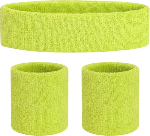 Vista 65 de ONUPGO - Conjunto de diadema y muñequeras deportivas para el sudor, hechas de algodón con bucles, muñequeras, contra humedad
