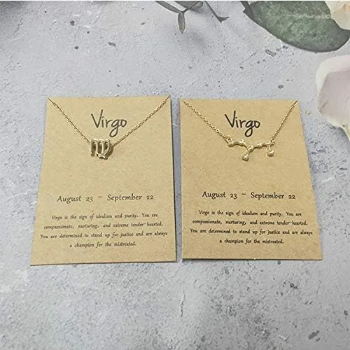 Vista 5 de Collares del zodiaco para mujer, chapados en oro de 14 quilates, 12 constelaciones, collar del zodiaco cáncer, regalo para adolescentes, niñas
