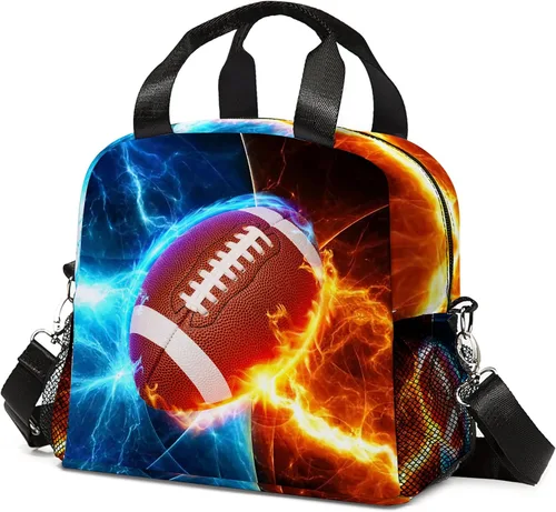 Vista 13 de Bolsa de almuerzo de fútbol con aislamiento, bolsa de comida de gran capacidad para niños, mujeres y hombres, bolsa enfriadora, impermeable, correa