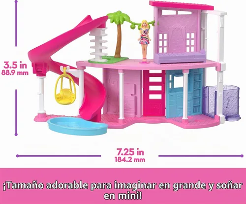 Vista 4 de Barbie Mini BarbieLand - Conjuntos de casas de muñecas, mini casa de los sueños con muñeca sorpresa de 3.8 cm, muebles y accesorios, más ascensor