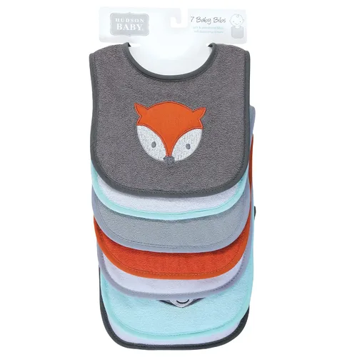 Vista 2 de Baberos Hudson Baby unisex de tela de toalla de algodón con relleno de fibra, Tamaño único Niño Gris Bosque
