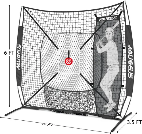 Vista 7 de 6'X6' Baseball Softball Practice Net,Pitching Net,Batting Net,with Dummy Batter,Bonus Strike Zone Target and Bow Frame,for Hitting,Pitching,Catching