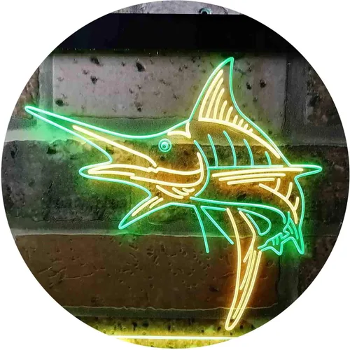 Vista 19 de ADVPRO Marlin Fish Room Man Cave Dual Color LED Neon Sign Blue & Red 12 x 8 Inches st6s32-i3723-br