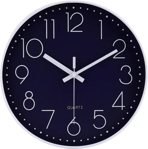 Vista 26 de jomparis Reloj de pared negro de 10 pulgadas, funciona con pilas, reloj de pared silencioso y sin tictac, reloj clásico para el hogar, oficina