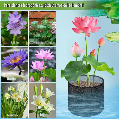 Vista 3 de EBaokuup 4 Piezas Bolsas de Plantación para Estanques Acuáticos - 7.1" Alto x 7.2" Diámetro Macetas de Malla Reutilizable para Jardín Acuático