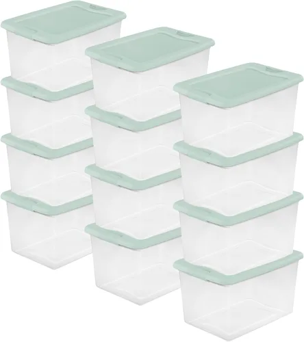 Vista 10 de Sterilite Programa de Color Paquete de 6, Contenedores de Almacenamiento Grandes de Plástico Transparente con Tapas, 64 Cuartos, Azul - Cajas