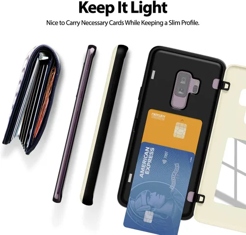 Vista 234 de GOOSPERY Parachoques magnético para puerta compatible con Galaxy S9 Plus, tarjetero tipo billetera con cierre automático por iman, funda protectora