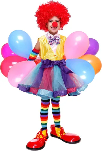 Vista 3 de Simplicity - Falda tutú de tul con forma de arco iris con diadema de unicornio y lazo para el pelo