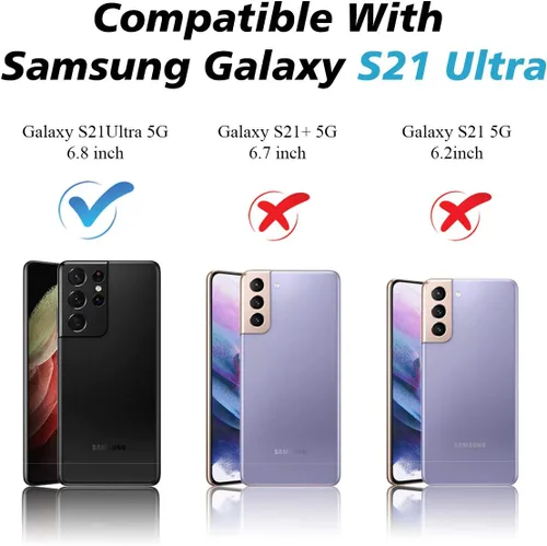 Vista 6 de CloudValley Funda para Samsung Galaxy S21 Ultra con funda para cámara, protección de cuerpo completo y ajuste delgado, funda de protección de cámara