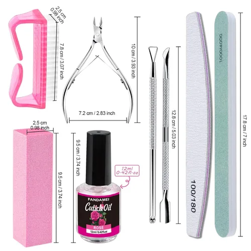 Vista 2 de FANDAMEI Limas de uñas y amortiguadores, herramientas de manicura kit de cuidado de uñas con lima de uñas, bloque de pulidor de uñas, cuidado