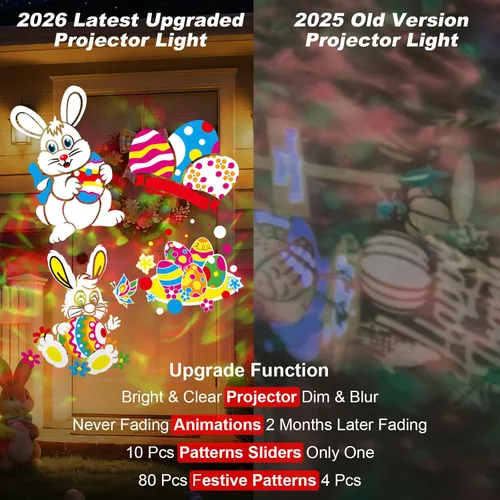 Vista 4 de 2025 Luces de proyector de decoraciones de Navidad mejoradas más brillantes, FLITI 19 proyector de diapositivas de Navidad HD