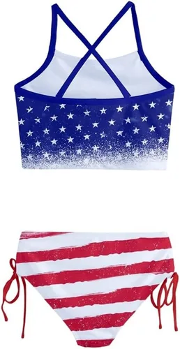 Vista 2 de PattyCandy Conjunto de bikini tankini para niñas pequeñas y pequeñas, diseño de unicornio, princesa, arcoíris