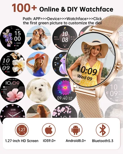 Vista 7 de Reloj inteligente para mujer (respuesta/hacer llamadas), reloj de seguimiento de actividad física de 1.27 pulgadas con más de 130 modos deportivos