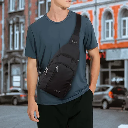 Vista 6 de Seoky Rop Bolso bandolera pequeño para hombres y mujeres, una correa para el hombro, bolsa cruzada para el cuerpo, mochila para viajes