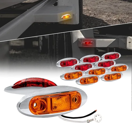 Vista 22 de TRUE MODS Luz de marcador LED de 2.5" ámbar para remolque con bisel cromado [DOT FMVSS 108] [SAE P2] [montaje superficial] [impermeable IP67] Luces