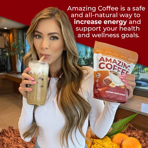 Vista 3 de Superfoods Company Amazing Coffee - Tostado francés instantáneo Hongos adaptogénicos, superalimentos - Energía, enfoque, digestión, inmunidad
