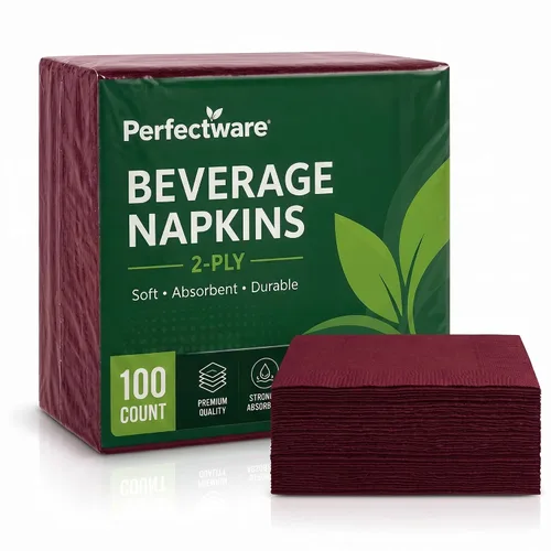 Vista 14 de Perfectware Servilletas de bebidas negras de 2 capas, 100 unidades, servilletas de cóctel suaves y absorbentes, servilletas desechables de fiesta