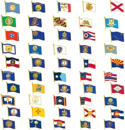Vista 5 de PinMart Pin de solapa esmaltado con bandera del estado de EE. UU Chapado en oro de Alabama