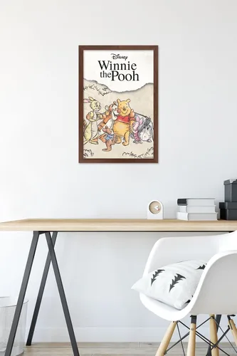 Vista 6 de Trends International Disney Winnie The Pooh - Póster de pared de boceto grupal, 22.4 pulgadas de largo x 14.7 pulgadas, versión enmarcada en caoba