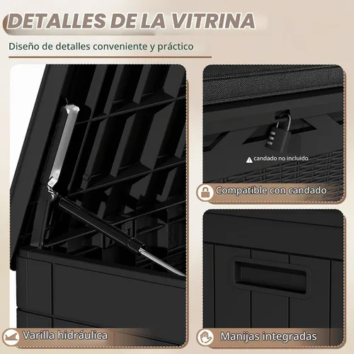 Vista 2 de Devoko Caja de almacenamiento impermeable para exteriores con cojín de 100 Negro