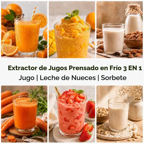 Vista 3 de AMZCHEF Exprimidor de prensa en frío, Juicer lento de alimentación Negro