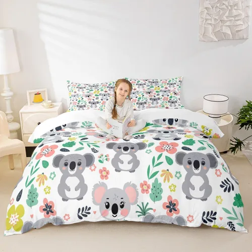 Vista 19 de Feelyou Funda de edredón de elefante de dibujos animados para niños, tamaño individual, juego de ropa de cama de cocodrilo para niños y niñas, funda