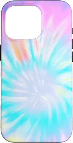 Vista 20 de iPhone 16 Tie Dye Colorful Rainbow Swirl Abstract Design Case