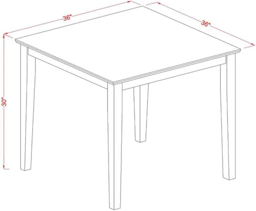 Vista 4 de East West Furniture OXNO5-LWH-W - Juego de comedor de 5 piezas, incluye una mesa cuadrada y 4 sillas de comedor de cocina, 36 x 36 pulgadas