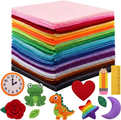 Vista 20 de Moukeren 460 piezas, hojas de fieltro de 4 x 4 pulgadas, paquete grande, 1 mm de grosor, tela de fieltro suave, 20 colores surtidos
