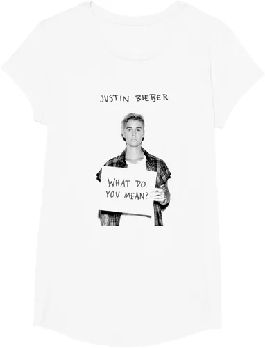 Vista 7 de Justin Bieber Camiseta oficial de What Do You Mean Single Cover B&W, Blanco