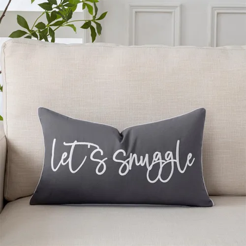 Vista 20 de Sunkifover Let's Snuggle - Funda de almohada decorativa, 18 x 18 pulgadas, algodón bordado en blanco y negro, funda de almohada para cama