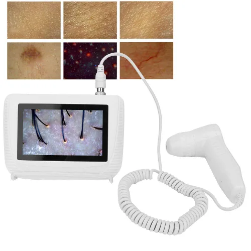 Vista 6 de Dioche Máquina del analizador del pelo del diagnóstico de la piel, 5 pulgadas HD LCD Pantalla Digital Detector de piel recargable del cuero