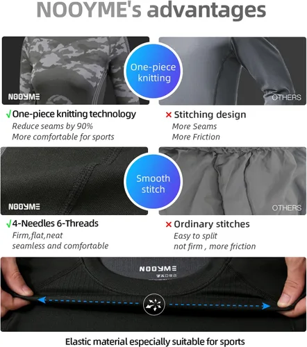 Vista 4 de NOOYME Ropa interior térmica para mujer, capa base, clima frío, pantalones largos para mujer