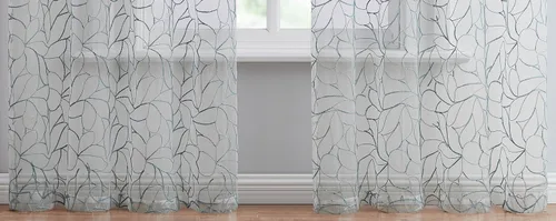 Vista 4 de Warm Home Designs Par de 2 cortinas de longitud corta de 54 pulgadas de ancho x 63 pulgadas de largo, cortinas transparentes bordadas con bordado