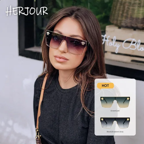 Vista 22 de Allarallvr Gafas de sol cuadradas de gran tamaño para mujeres hombres vintage de moda clásica gafas de sol de sol para mujer AR82087