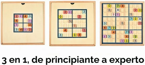 Vista 3 de BOHS Juego de mesa Sudoku de color de madera con libro de rompecabezas 320