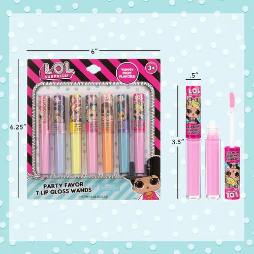 Vista 8 de L.O.L Surprise - Paquete de 7 brillos de labios para niñas, brillo labial Lol Maquillaje no tóxico para niños con L.O.L. Personajes