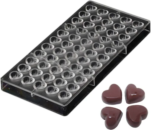 Vista 13 de Grainrain molde de chocolate de policarbonato, molde de barra de chocolate de policarbonato en forma de corazón, regalo para el día de San Valentín 1