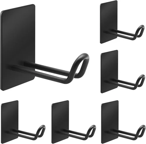 Vista 9 de Ganchos adhesivos, gancho de toalla de acero inoxidable, colgador adhesivo para cocina y puerta, ganchos de pared de baño para colgar toallas