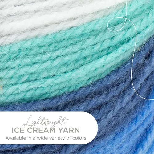 Vista 2 de Lion Brand Yarn, Hilo para Bebé Ice Cream para tejer, ganchillo y manualidades, Baseball Nut, 1 paquete, fibra acrílica colorida de peso DK