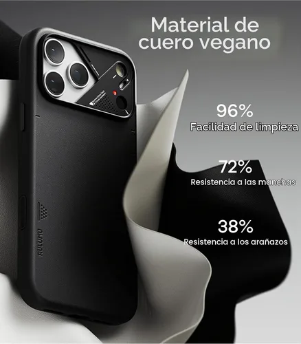 Vista 3 de Aulumu Funda CoolHyper de piel vegana A17 para iPhone 17 Pro Max Control de cámara con aletas de refrigeración Comodidad de lujo Compatible