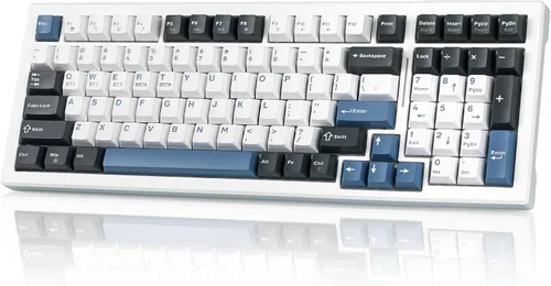 Vista 8 de Teclado mecánico inalámbrico para juegos BT5.0/2.4GHz/USB, LED multicolor con 18+ modos, teclado personalizado intercambiable en caliente